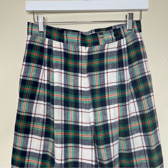 Vintage Talbots Plaid Linen Blend Bermuda Cuffed Shorts Women Size 8 Made in USA - Picture 3 of 14
